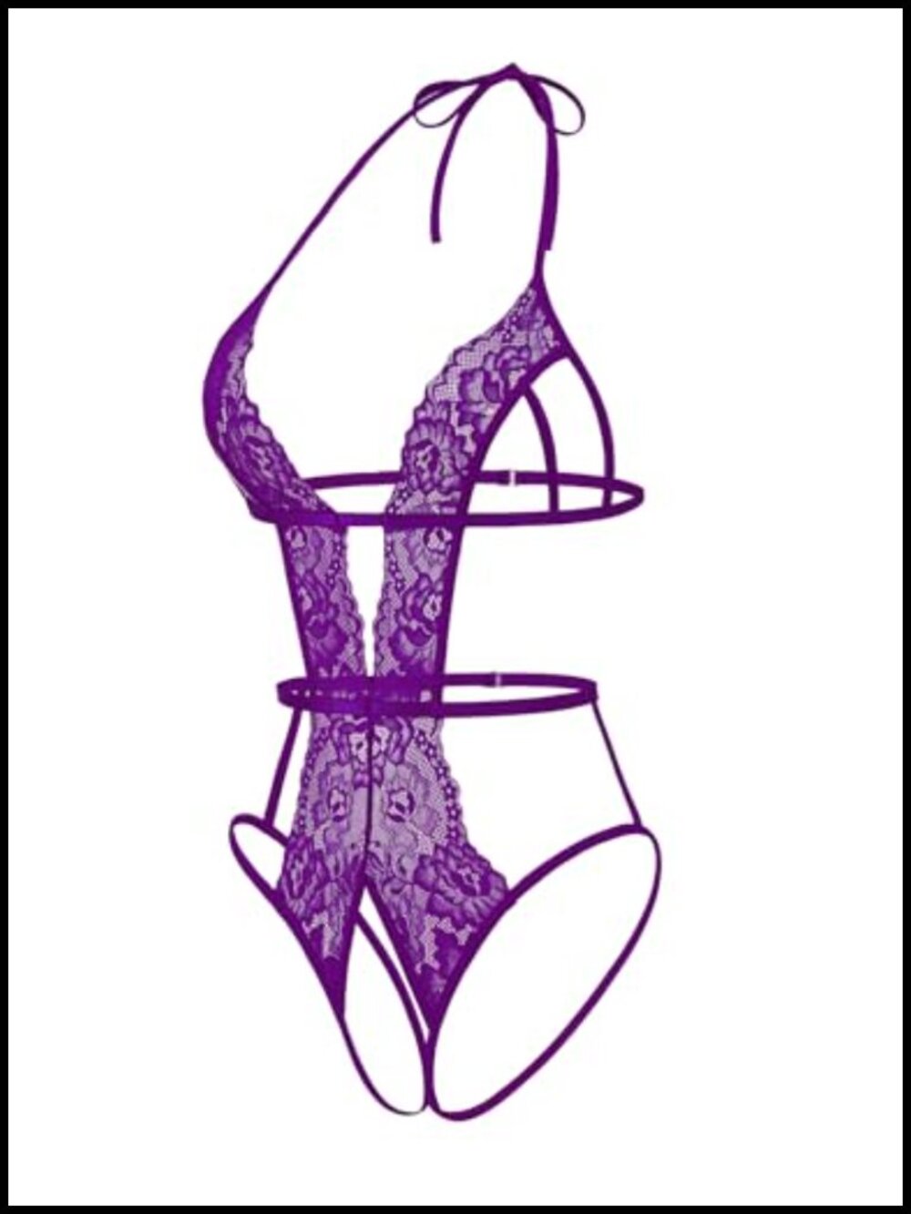 Lace Bodysuit Teddy Cut Out Deep V Backless Spaghetti Strap Lingerie